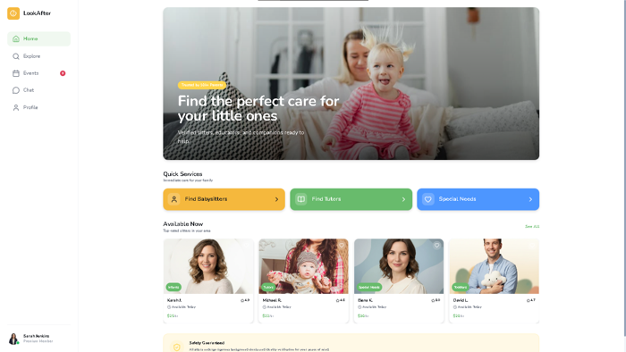 LookAfter Baby Care Web App UX Interface Design